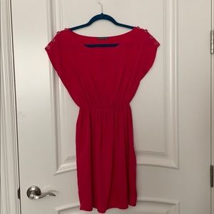 Short pink cinch waist dress